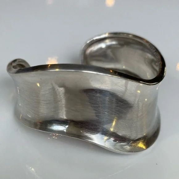 Vintage 925 TAXCO Mexico Sterling Silver Wave Cuff Bracelet - Picture 5 of 8